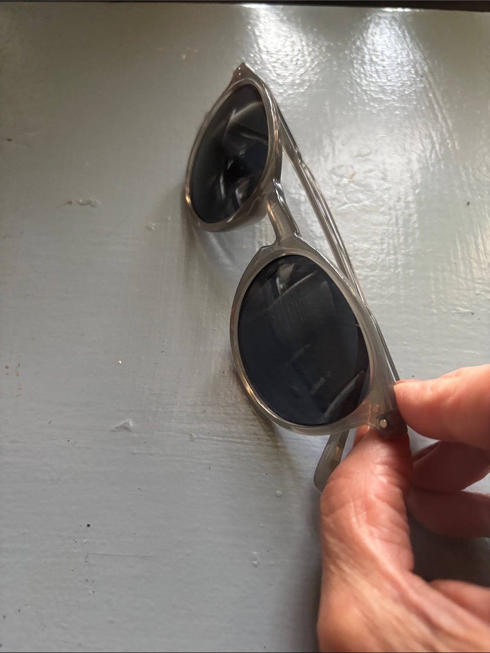 Abercrombie Round Frame Sunglasses in Translucent Gray with Dark Lenses